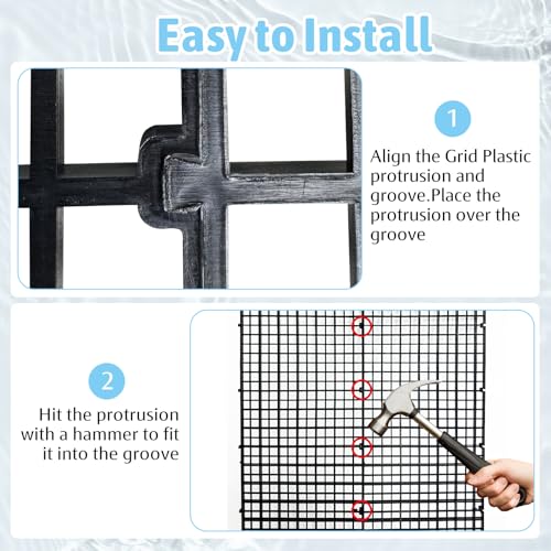 Plastic Aquarium Divider with Clips Grid Panel Aquarium Lid Hood Fish Tank Divider Filter Bottom Isolation Pane Separator for Mixed Breeding(8 PCS,Black)