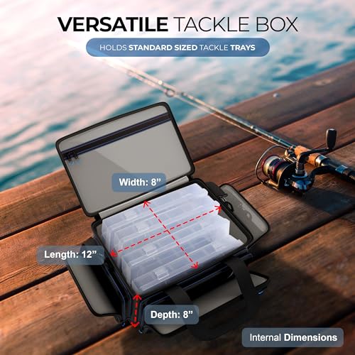 Reaction Tackle Fishing Tackle Bag – Salt Water Resistant Fishing Bag, 1000D PVC Waterproof Material, Tackle Box Organizer with Dividers for 3600 or 3700 Trays - color: A: Small Bag (without trays)