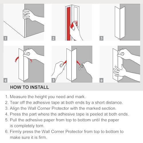 Proflex Wall Corner Protector - White Textured 1-1/2 inch x 48 inch - Pack of 6 - Self Adhesive Corner Guards for Walls Edge Protection – Easy to Apply – No Tools Needed - color: White, size: 1-1/2 x 48 In - (6PCS)