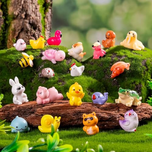 42pcs Mini Resin Animal 42 Styles Figures Bulk Tiny Resin Animals Little Miniature Small Animal for Micro Fairy Garden Landscape Accessories Dollhouse Hide Crafts Decor Aquarium - style: 42p-animals-2