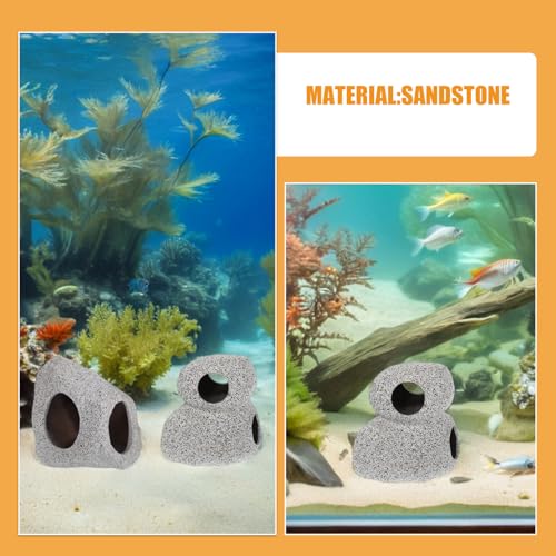 Toyvian 2pcs Aquarium Shrimp Breeding Cave and Fish Hideout Set, Purple Clay Pot Habitat, Compact Ceramic Shelter for Cichlids and Freshwater Fish Tank Landscaping and Hiding