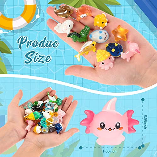 Qunclay 36 Pcs Mini Ocean Resin Animals Tiny Sea Animals Figurines Bulk Marine Miniature Plastic Creatures for DIY Fish Tank Aquarium Ornaments Potted Micro Fairy Garden Dollhouse Decor (Cute)