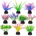 RAINFLOW Artificial Aquarium Plants Decorations - 10Pcs Green & Purple Small Artificial Seaweed Fish Tank Decorations,Aquarium Decor Set,Plastic Plants Betta Fish Tank Accessories