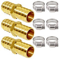 Joywayus Hose Barb 3/4" Hose ID,Hex Brass Fitting Intersection/Split Brass Water/Fuel/Air with 6 Stainless Steel Clamps(Pack of 3) - size: 0.75 Inch, style: 3PCS