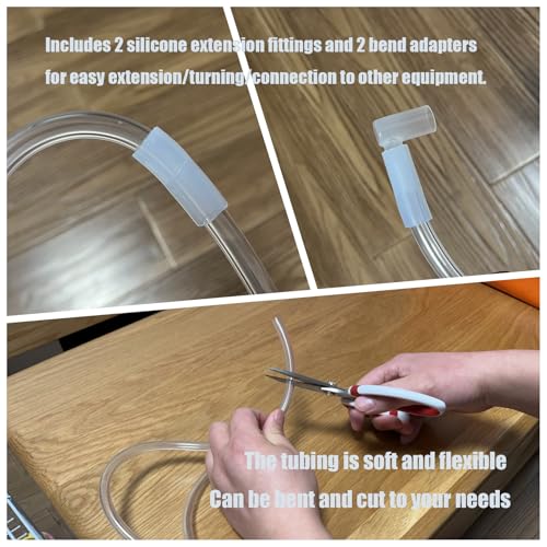 PVC Clear Vinyl Tubing,1/4"ID X 3/8"OD, With 2 Silicone Extension Joints, 2 Bend Joints(10 feet)