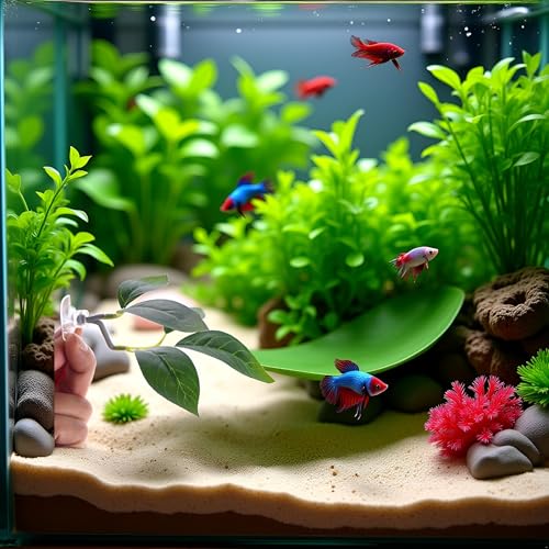 Betta Fish Leaf Pad,Plastic Plant Betta Hammock Leaf Bed,Simulating The Natural Habitat for Betta Spawning Grounds,Suction Cup Betta Breeding Resting Bed Aquarium Décor Plastic Plants，Aquarium Décor