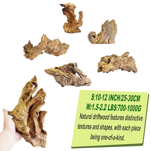 Natural Driftwood for Aquarium Decor,Reptile Habitat&Home DIY Decor,Naturally Unique Shapes Weathered Wood,Easy to Use (M-(10-12 Inch/1.5-2.2 Lbs)-Pack of 1) - color: M-(10-12 Inch/1.5-2.2 Lbs)-Pack of 1