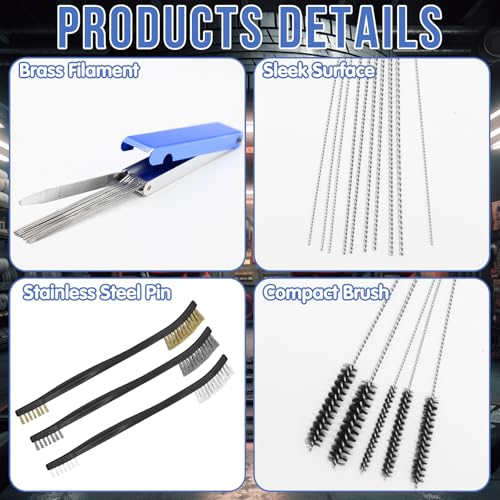 11Pcs Carburetor Cleaning Tool, Carb Jet Cleaning Kit & Welding Tip Cleaner with Stainless Steel Needles, Brushes & Hooks for Motorcycle ATV Chainsaw & Welder Professional - color: E-Style-11PCS