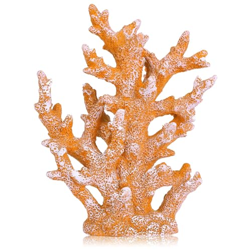 Artificial Coastal Dorm Fish Aquarium Coral Ornament Decor Realistic Aquatic Plant Marine Themed Gifts for Beach Coastal, Living Room, Bathroom- Yellow - color: Yellow