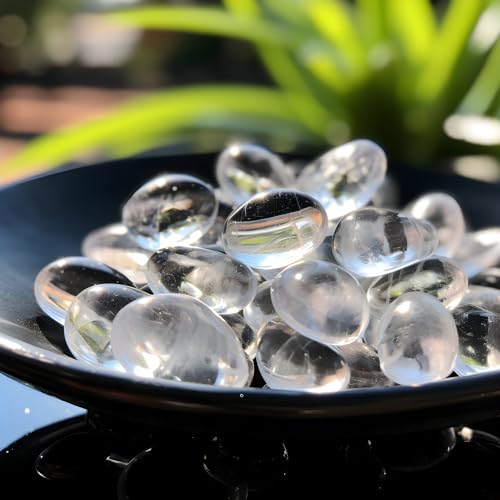 Polished Clear Quartz Crystals - 72 Pcs, 0.5" 10 oz Handpicked Natural Tumbled Gemstones Rocks, Pebbles for Reiki, Chakra, Healing Home Decor - color: Clear Quartz, size: 0.5"