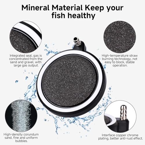 hygger Air Stone for Aquarium: Quiet High Dissolved Oxygen Diffuser Kit for Freshwater or Saltwater Fish Tank and Hydroponic Air Pump-Disc 2 x 2 Inch Air Bubble Stone 2 Packs Without air Pump - size: 5CM-2Packs