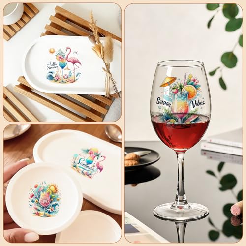 UV DTF Cup Wraps, 4 Sheets Summer Cocktail 16oz Glass Cups, Clear Transfer Stickers for Tumblers and Bottles, Assorted Pattern Set - style: Summer Cocktail