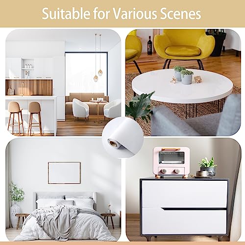 Dimcol White Contact Paper 15.7"x394" Peel and Stick Wallpaper, Matte White Wallpaper Self-Adhesive and Removable Decorative Contact Paper for Cabinets,Countertops,Shelve Wall - color: Matte White, size: 15.7" x 394"
