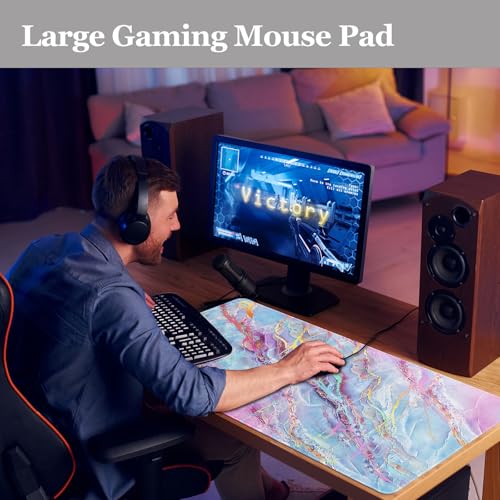 Desk Mat, Desk Matt for Desktop, DeskPad Mat, XXL Large Mouse Pad for desks, Anti-Slip Big Mousepad with Stitched Edges, Keyboard Pad Mouse Mats for Computer, Work, Game, Office, Home, Purple Marble - color: Colored Marble, size: 31.5" x 15.7"