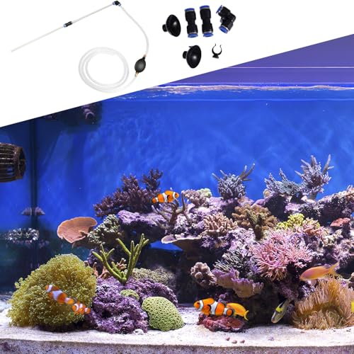 Amosfun 3pcs Fish Tank Cleaner Siphon Set Aquarium Gravel Vacuum Water Changer Manual Sand Washing Tool for Fish Tank Maintenance