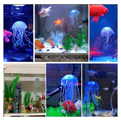 WishLotus 2 PCS Jellyfish Fish Tank Decorations, Simulation Jellyfish Plant Ornament, Fish Tank Jellyfish Glow Decorations, Fishtank Decorations for Various Aquarium (S, Blue) - color: Blue, size: Small