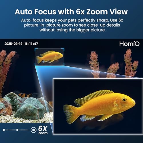 3MP 2K Aquarium & Terrarium Pet Camera.Install &Close-Focus Lens for Fish,Lizard, Reptile Pet and Window Bird Feeder,2.4GHz & 5GHz WiFi,Auto-Focus,24/7 Recording