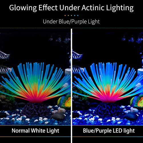 Uniclife Aquarium Imitative Iridescent Blue Sea Urchin Ball Artificial Silicone Ornament with Glowing Effect for Fish Tank Landscape Decoration - color: Blue Sea Urchin