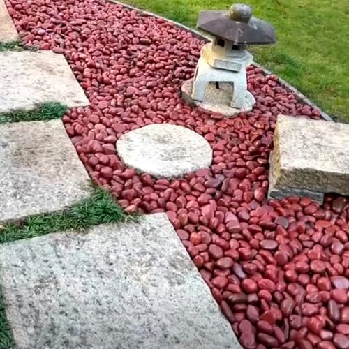 YISZM 10lbs Red River Rocks, 1-2 Inch Natural Pebbles for Indoor Plants, High Polished Decorative Stones Vase Filler Fish Tank Aquariums Landscaping Garden - color: Red, size: 10 Pounds