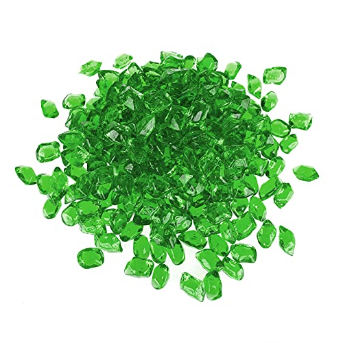 Onlyfire 1/2-Inch Polygon Fire Glass, 10 Pound Pack Glass Rock for Fireplace Fire Pit & Lanscaping, High Luster Green - color: Green, size: 1/2 inch