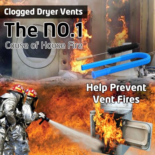 PetOde Upgraded 2 Pieces Dryer Vent Cleaner Kit Compatible with Most Vacuum Cleaner, Flexible Dryer Lint Brush and Vacuum Hose Attachment - 31.5 Inch, Quickly Lint Remove, Blue - color: Blue