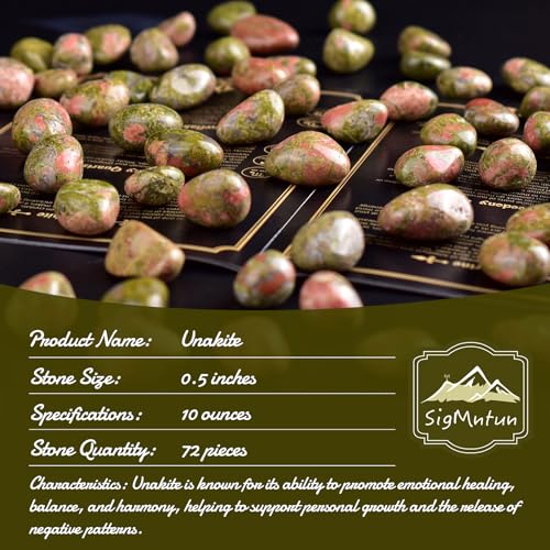 Polished Unakite Crystal Stone Set - 72 Pcs, 0.5" 10 oz Handpicked Tumbled Gemstones Rocks, Pebbles for Reiki, Chakra, Healing, Home Decor - color: Unakite, size: 0.5"