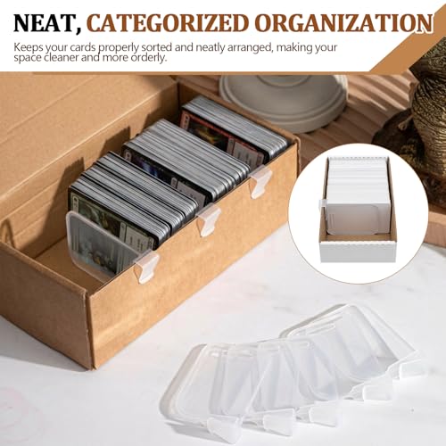 Chunful 20 Pcs Card Box Dividers, PP Trading Card Dividers Clip Storage Separator Clips the Cardboard Side Wall for Sports Baseball Cards Organizer for Collector (Clear) - color: Clear