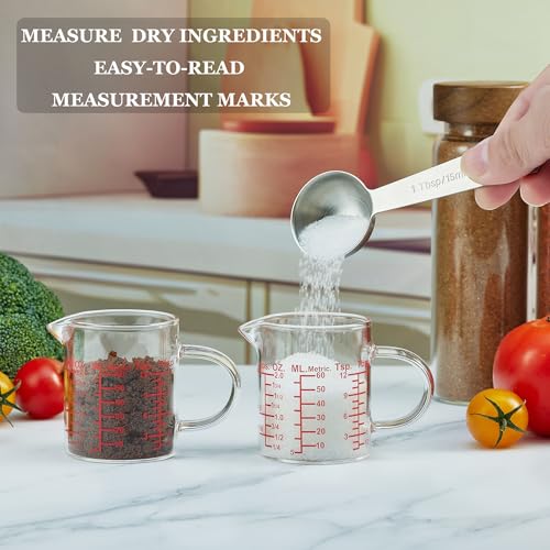 Ackers BORO3.3 Measure Glass -[Insulated handle | V-Shaped Spout]-Made of High Borosilicate Glass Measuring for Kitchen or Restaurant, Easy to Read, 60 ML (2 Oz) 丨(2 Pack) - size: 60ML/2OZ