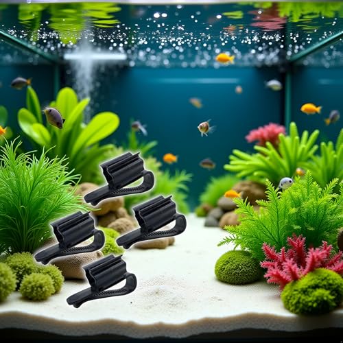 4Pcs Fish for Tank Mounting Clip Water Pipe Hose Holder Multifunction Adjustable Clamp for 0.31""-0.62"" Dia Tub Aquarium Tube Holder, Aquarium Air Pump Accessories Aquarium Pumps and Filters (Black)
