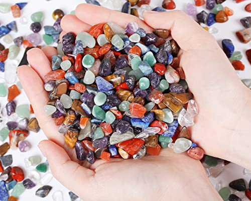 7 Chakra Mixed Crystal Polished Aquarium Gravel Stones Tumbled Stone Rocks Colorful Crushed Reiki Healing Crystals Quartz Home Betta Fish Tank Succulent Vase Filler Landscape Bottom Ornament 0.55lbs - color: Multi-colored - 7 Chakra, size: 0.55 Pound