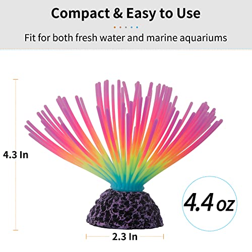 Uniclife Aquarium Imitative Rainbow Sea Urchin Ball Artificial Silicone Ornament with Glowing Effect for Fish Tank Landscape Decoration - color: Rainbow Sea Urchin