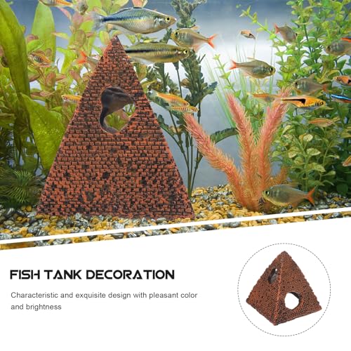 1PC Pyramid Aquarium Fish Tank Decorations Small Hideout House Statues Figurine Sculpture Ancient Egypt Reptile Turtle Lizard Spider Tanks Terrarium Egyptian Décor Ornament Pet
