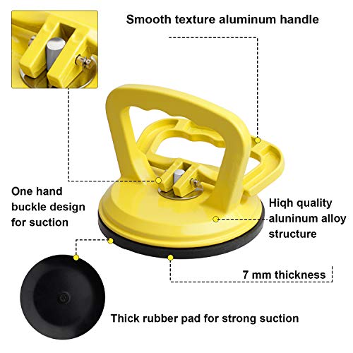 FCHO Glass Suction Cup Heavy Duty Aluminum Vacuum Plate Puller Handle Holder Hooks Duty Galss Lifting/Tile Suction Cup Lifter/Moving Glass/Pad for Lifting (Yellow, 2Pack) - color: Yelow