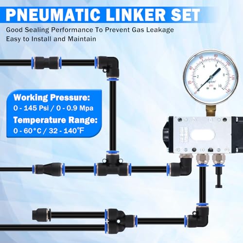 1/4" DOT Air Line with 24 Pcs Quick Connect Air Fittings Kit 50FT 1/4 DOT Air Lines with Push Lock Air Line Fittings Pneumatic Push to Connect Air Hose Fittings - size: 25 PCS-50FT 1/4