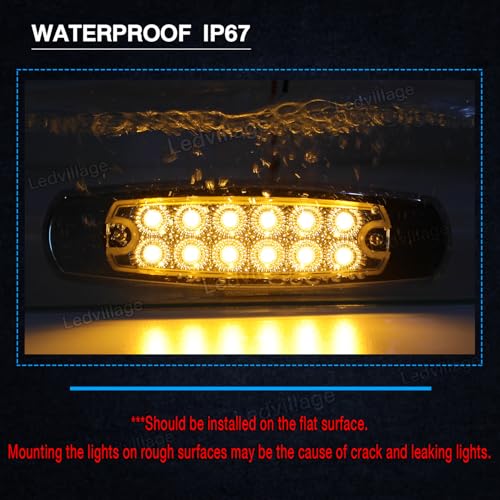 20 Pcs 6.4 Inch Clear Lens Amber LED Side Marker Turn Signal Lights Clearance Parking Lamps for Truck Trailer Lorry Tow RV w/Chrome Universal 12V DC BB12