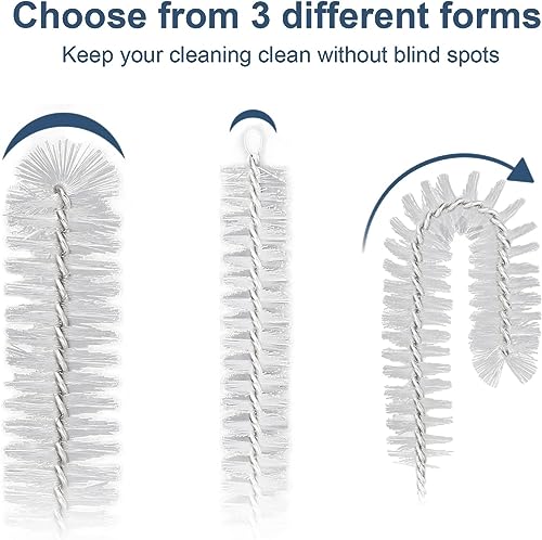 Ixiaoyoo Straw Cleaner Brush Set, 12-Piece 11.8 Inch Long Botthle Cleaning Brush, Nylon Tube Brush Kit for Straws on Tumbler, Water Bottle, Sippy Cup and Pipes, Tubes or Tea Pot Spout - color: 11.8 Inch White Cleaning Brushes