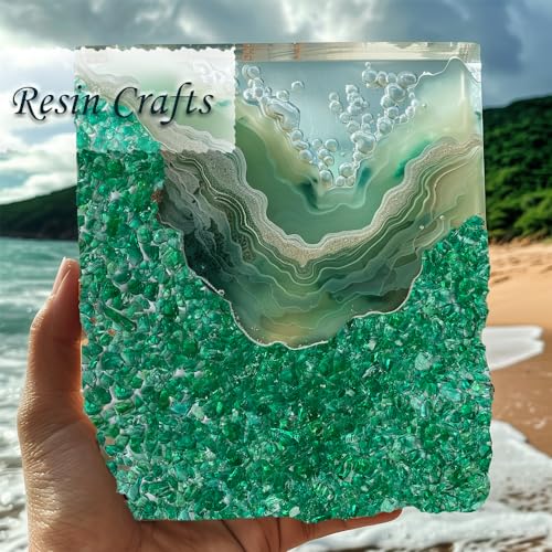 HappyFiller Crushed Glass for Resin Art,Broken Piece Granules,Craft Project,Vase Fillers Candle Holder Aquarium Fishbowl Decor, Succulent Terrarium Pebble Stones,Fire Pit Fireplace,Dark Green 1.3LB - color: Dark Green
