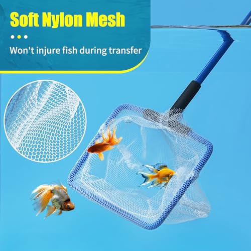 AQUANEAT Aquarium Fish Net, Small Fish Tank Cleaning Net, Food Wastes Skimmer for Small Ponds and Pools - size: 5 inch