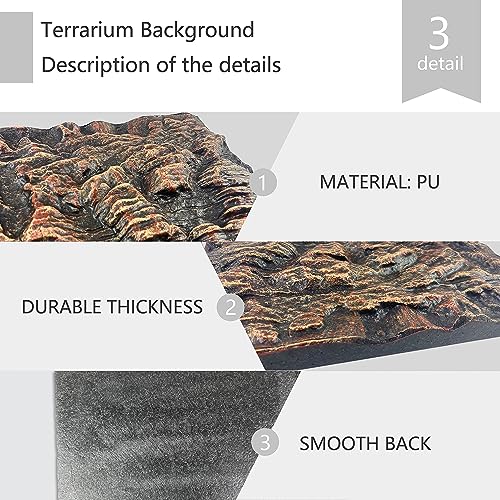 4pcs Rock Terrarium Background,3D Reptile Tank Background Board,Amphibian Stereo Backdrop Wall,Lizard Snake Gecko Spider Chameleon Turtle Fish pet silo Background Decorative Panel - color: brown-11.8"*8.8"（4pcs）