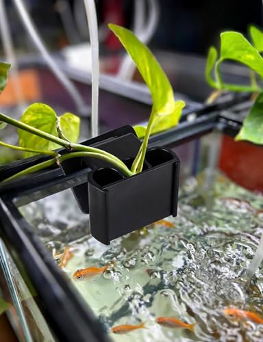 sogiv 3 Holes Aquatic Plant Cups, Hanging Aquarium Plant Holder, for Fish Tank Plants Potting, Aquascape Accessories Decorations, Black, 4 Pcs - color: Black, 4 Pcs