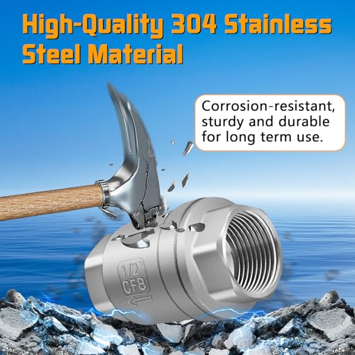 1/2 Inch NPT Thread Stainless Steel Spring Check Valve, Non Return One Way Horizontal Check Valve, Vertical Inline Water Check Valves for Well, Pump, Tank, Backflow Prevention - size: 1/2'' NPT