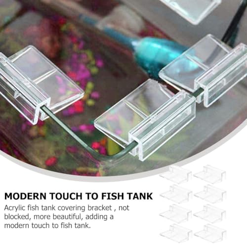 balacoo 8 Pcs Aquarium Cover Bracket - Fish Tank Accessories Fish Tank Lid Handle Aquarium Lid Clip 10mm Acrylic Clip Cover Plate Acrylic Transparent Glass Aquarium Lid Clip Handles