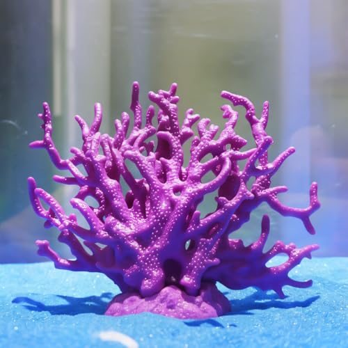 Artificial Coral Aquarium Ornament - PVC Fish Tank Decor for Aquascaping (5.9x5.12x2.17 Inch) - Purple - color: Purple
