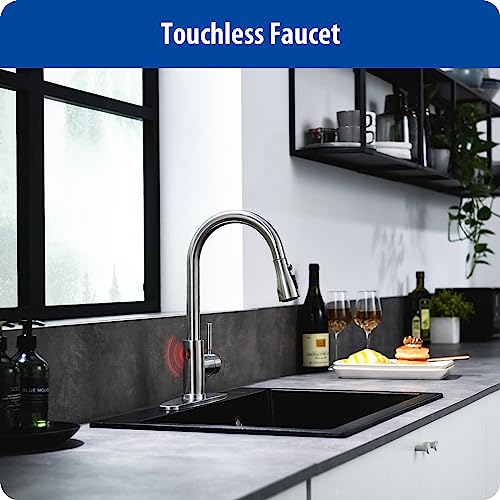 WEWE Touchless Kitchen Faucet with Pull Down Sprayer - Single Handle Kitchen Faucets Smart Motion Sensor Stainless Steel Brushed Nickel Sink Faucet - color: Brushed Nickel, style: Contemporary