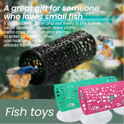 3Pcs Betta Tunnel, Betta Fish Tank, Betta Hideout Shrimp Tank Accessories Hammock with Suction Cups, Safe Hollow Hammock Aquarium Decor for Bettas Fish Hide, Play and Rest