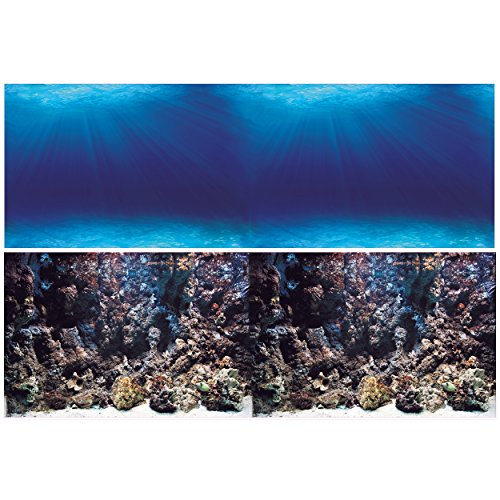 Vepotek Aquarium Background Deep Seabed/Coral Rock Double sides (Deep Seabed/Coral Rock, 24WX24H)