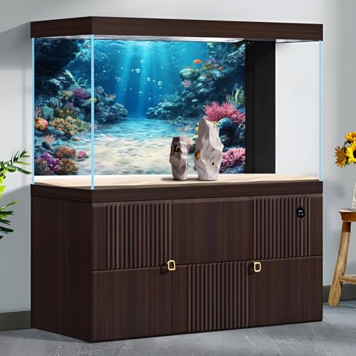 Under The Sea Aquarium Background Underwater Scene Coral Reefs Fish Tank Background Ocean Bed Scene Sand Rocky Outcrops Terrarium Backgrounds Seabed Diverse Marine Life Sunlight Tank Poster 24x12in - color: Blue_Brown, size: 24(W)x12(H)inches/ 60(W)*30cm(