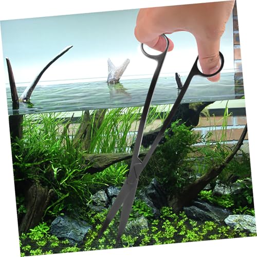 Angoily Aquatic Scissors Plant Clean Aquarium Aquascaping Tools Fish Tank Tools Black Stainless Steel