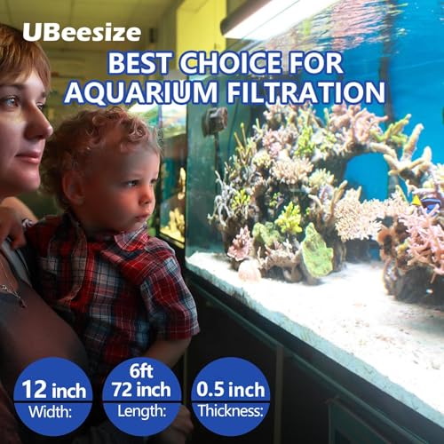 UBeesize Aquarium Filter Media Floss, 6 ft Cut to Fit Pond Filters for Outdoor Ponds and Fish Tank, High Efficiency Aquarium Filter Material, No Dye and Reusable Filter Floss - size: 12" x 72"