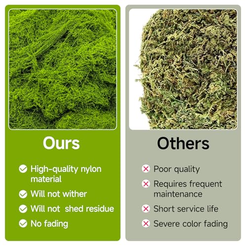 Fake Green Moss for Potted Plants Indoor, 5.3oz Artificial Moss for Crafts, Faux Moss Decor for Fairy Garden, DIY Decorative, Model Making, Walls, Glass Containers, Home - color: Dark Green 5.3oz
